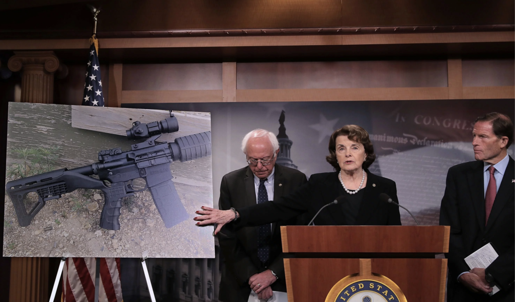 Senator Dianne Feinstein pitching a renewal of the assault weapons ban in 2017