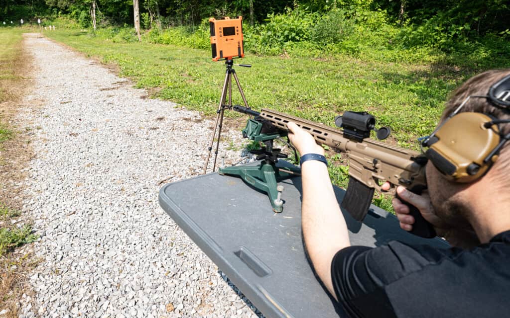 Shooting a 224 Valkyrie rifle at the range